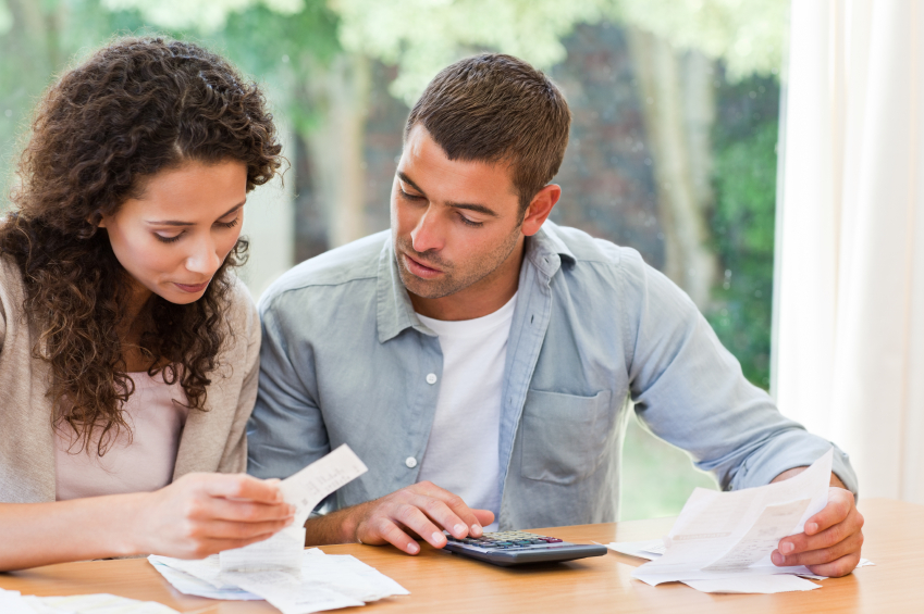 Couple talking about money