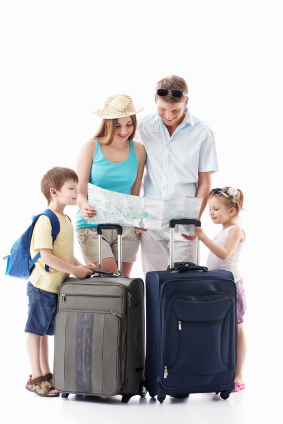 A family heading off onto a summer vacation.