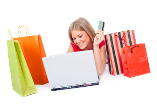 A woman cross-border shopping online.