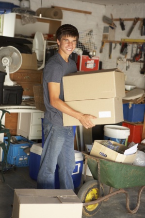 Cleaning out the garage to earn some money.