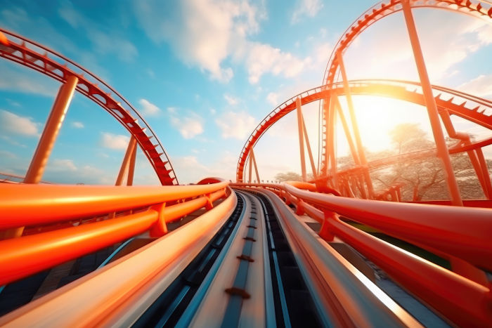 A rollercoaster showing what budgeting for irregular or fluctuating income is like.