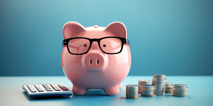 A smart looking piggy bank that's all about providing people with tips for saving money every month.