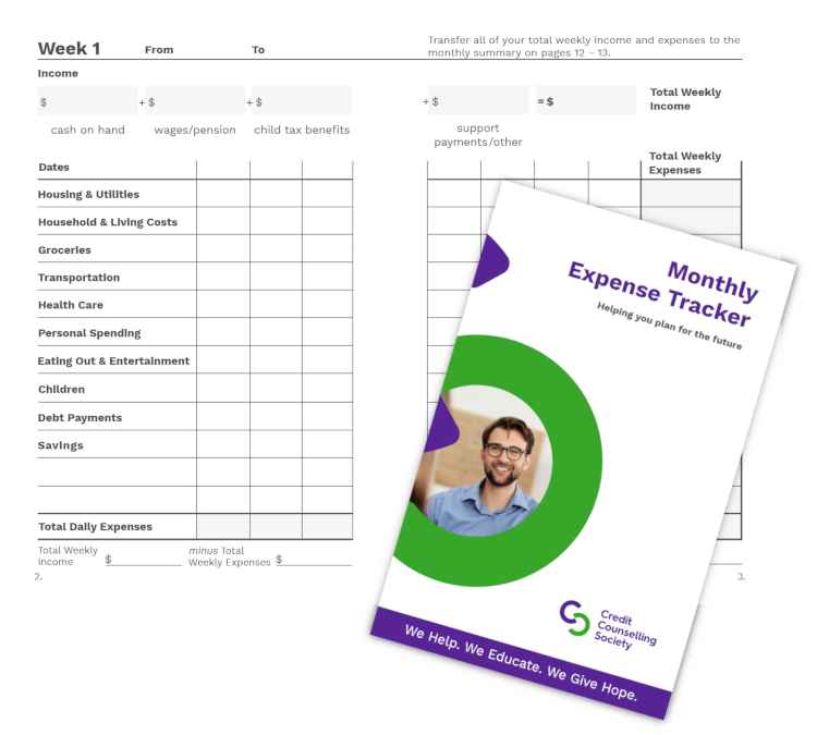 Daily, weekly, and monthly personal household expense tracker booklet.